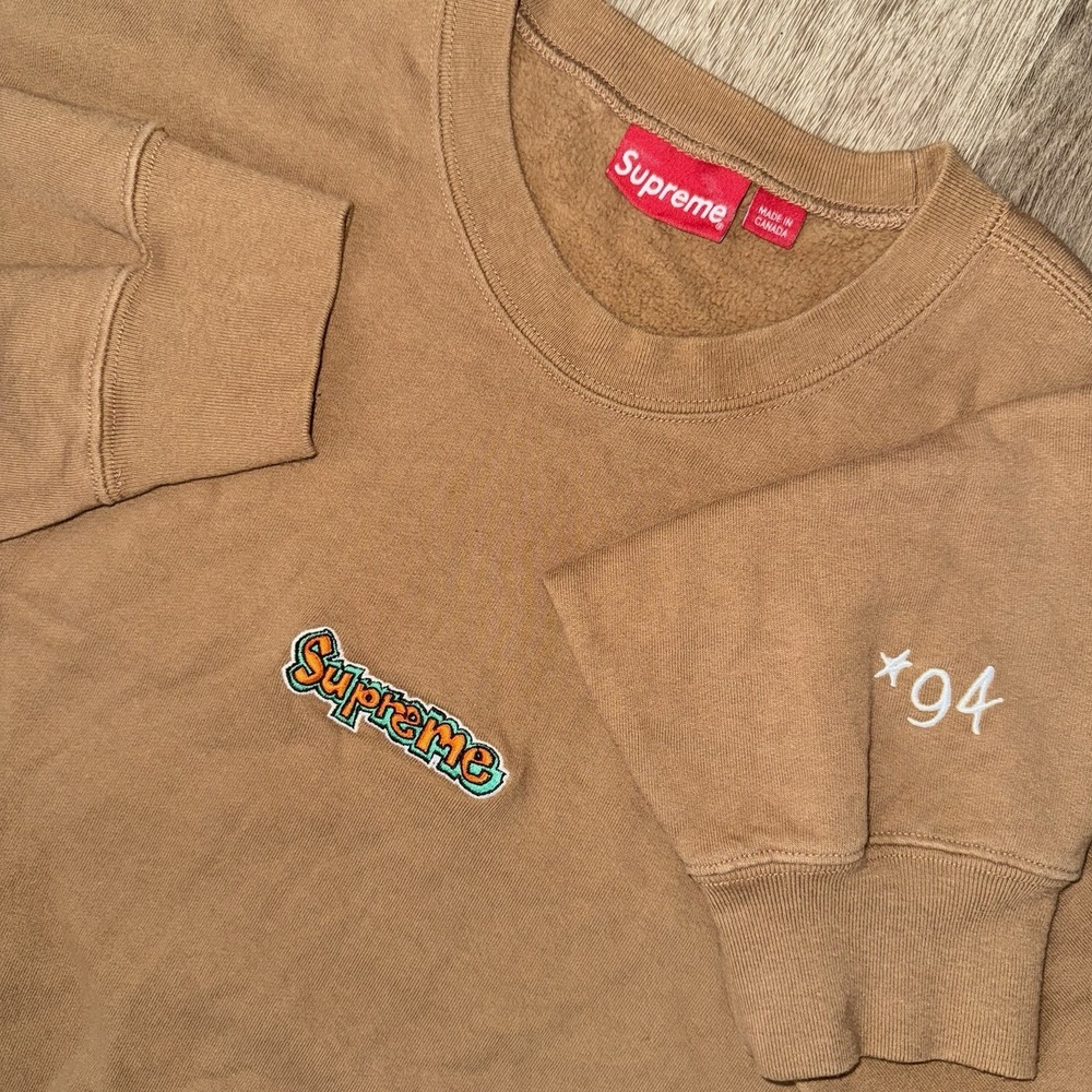 Supreme Gonz Logo Crewneck Sweatshirt Men's 2XL Brown 2021 Graffiti 94 Fleece